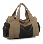 YH-1030 Men's Vintage Canvas Leather Vintage Travel Satchel Messenger Tote Fashion Bag